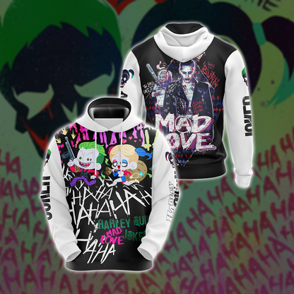 Suicide Squad Harley Quinn And Joker Unisex 3D T-shirt Hoodie S 