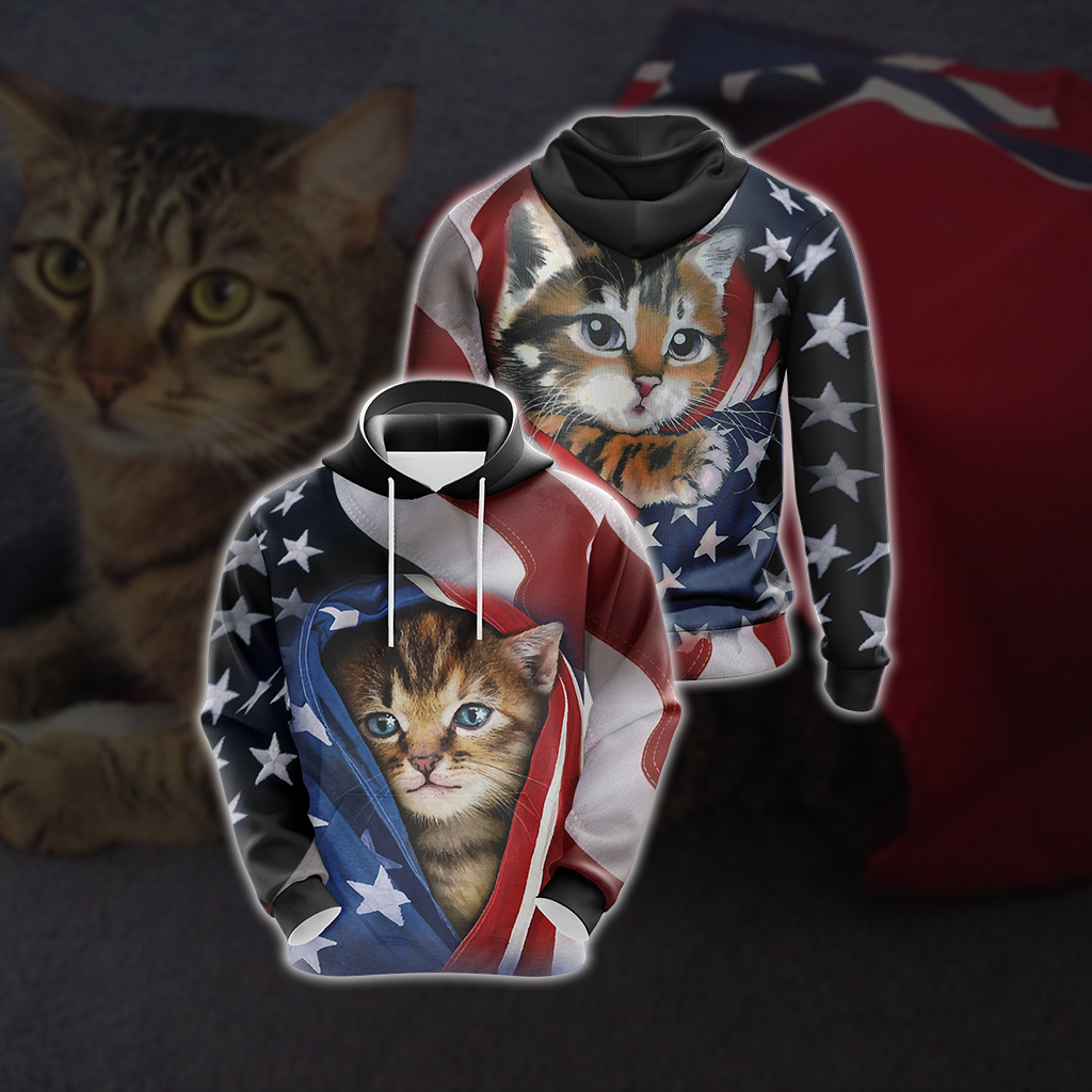 Patriotic Kitten Unisex 3D T-shirt Hoodie S 