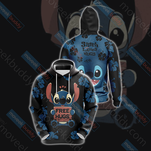 Stitch Loves Hugs Free Hugs Unisex 3D T-shirt Hoodie S 