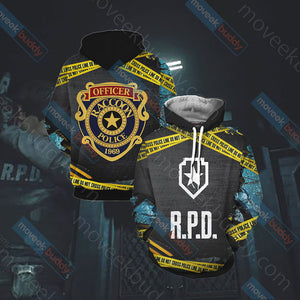 Resident Evil - R.P.D Unisex 3D T-shirt Hoodie S 