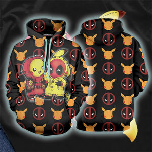 PikaPool Deadpool And Pikachu Unisex 3D T-shirt Hoodie S 