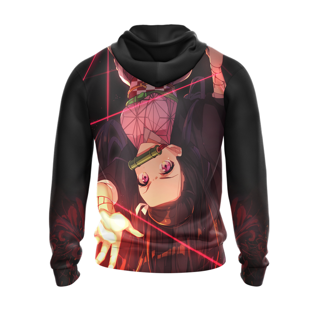 Nezuko Demon Slayer All Over Print T-shirt Zip Hoodie Pullover Hoodie   