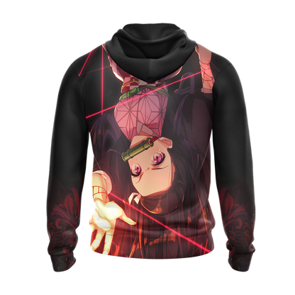 Nezuko Demon Slayer All Over Print T-shirt Zip Hoodie Pullover Hoodie   