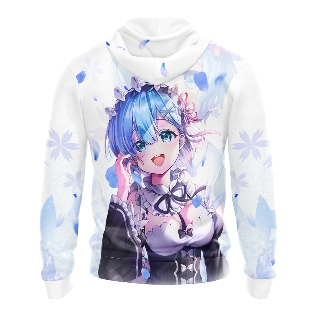 Rem Re:Zero All Over Print T-shirt Zip Hoodie Pullover Hoodie   