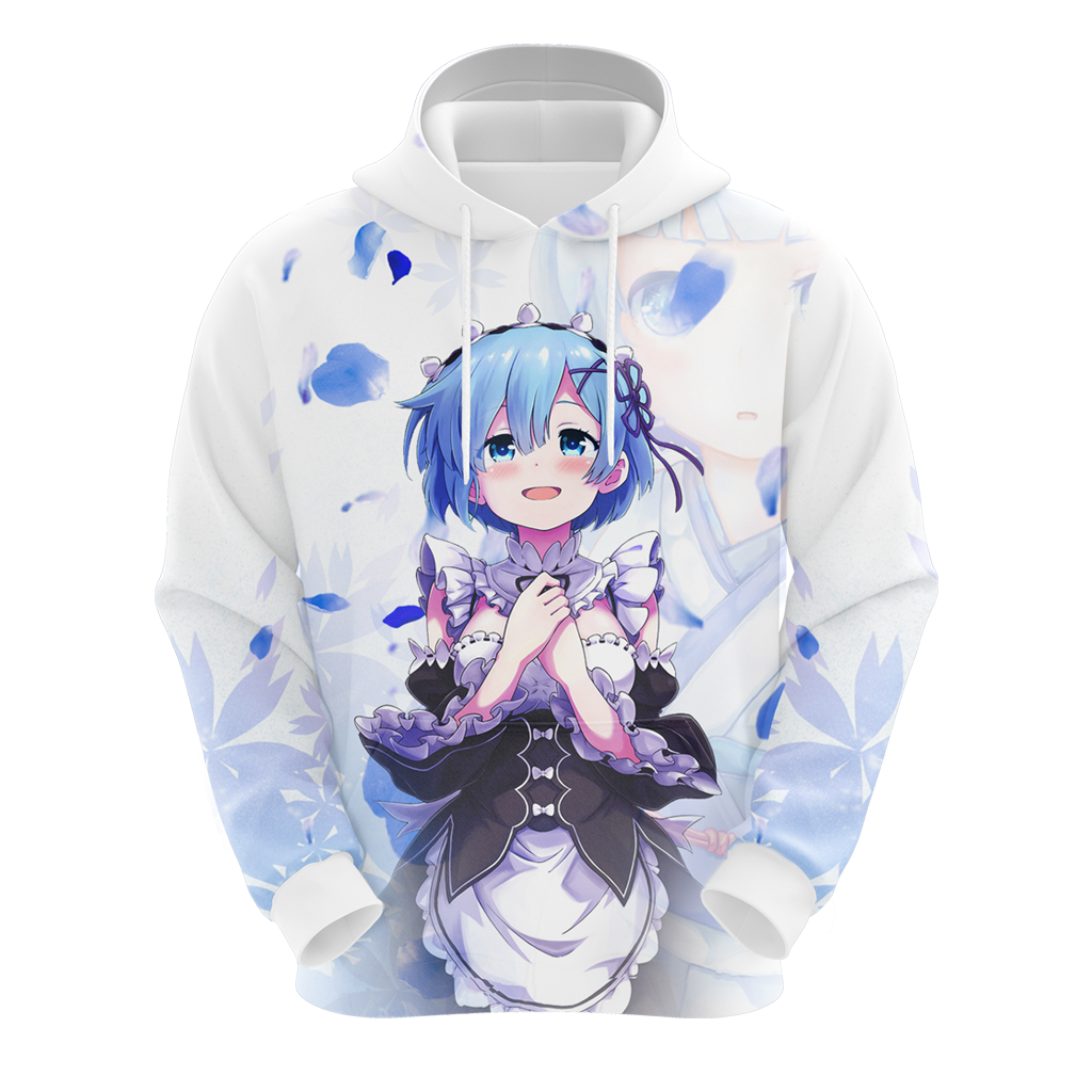 Rem Re:Zero All Over Print T-shirt Zip Hoodie Pullover Hoodie   