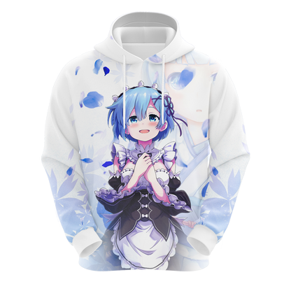 Rem Re:Zero All Over Print T-shirt Zip Hoodie Pullover Hoodie   