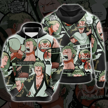 One Piece Roronoa Zoro Unisex 3D T-shirt Zip Hoodie Pullover Hoodie Hoodie S 