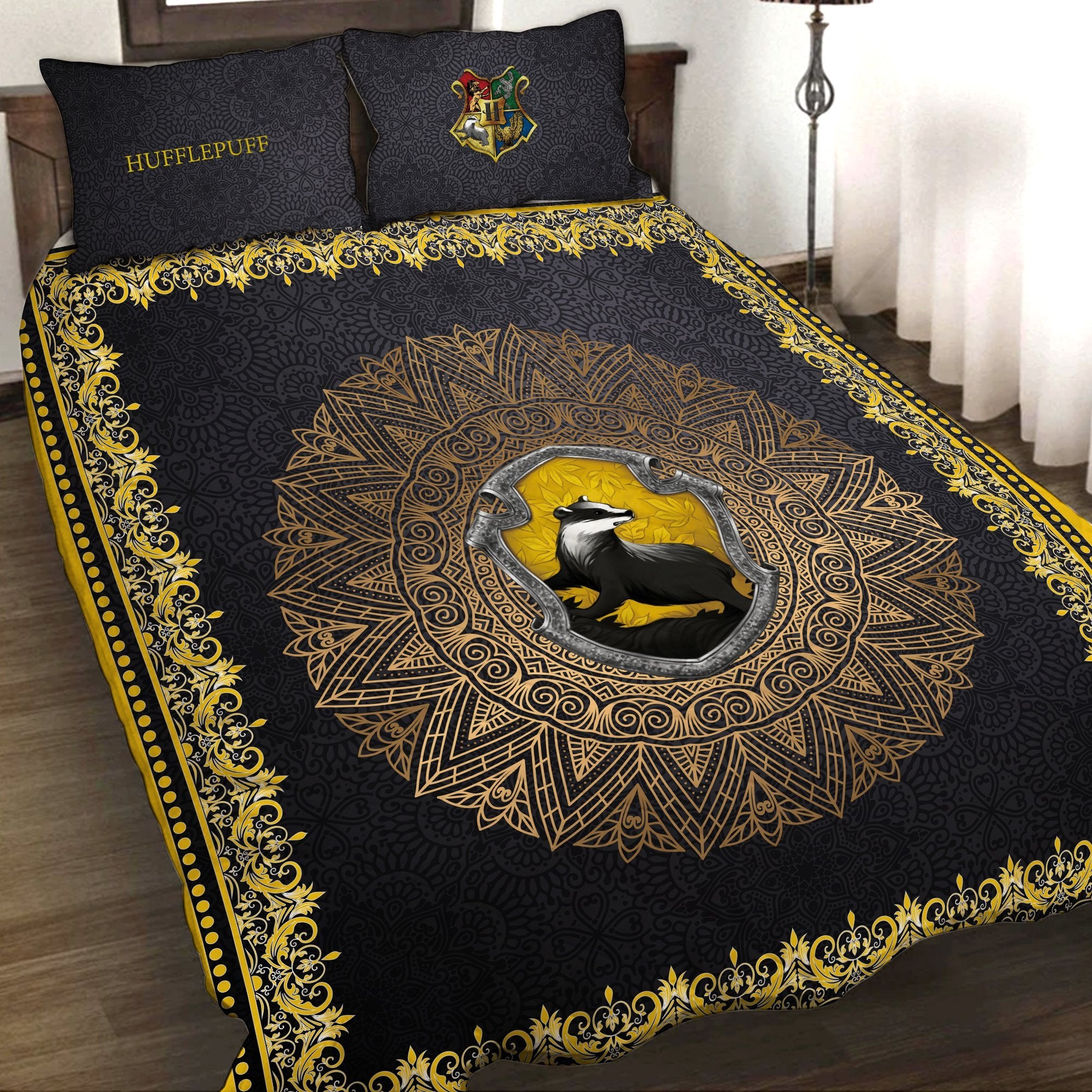 Hogwarts House Hufflepuff Harry Potter 3D Quilt Set   