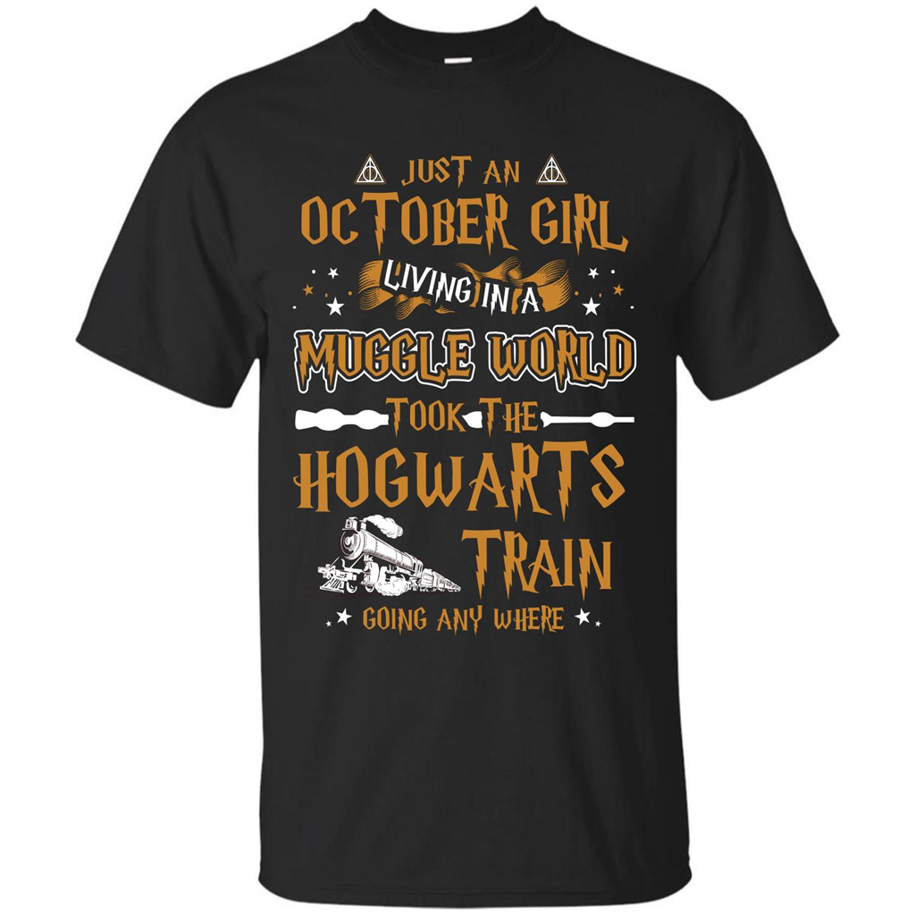 Harry Potter T-shirt Just An October Girl Living In A Muggle World Black S 