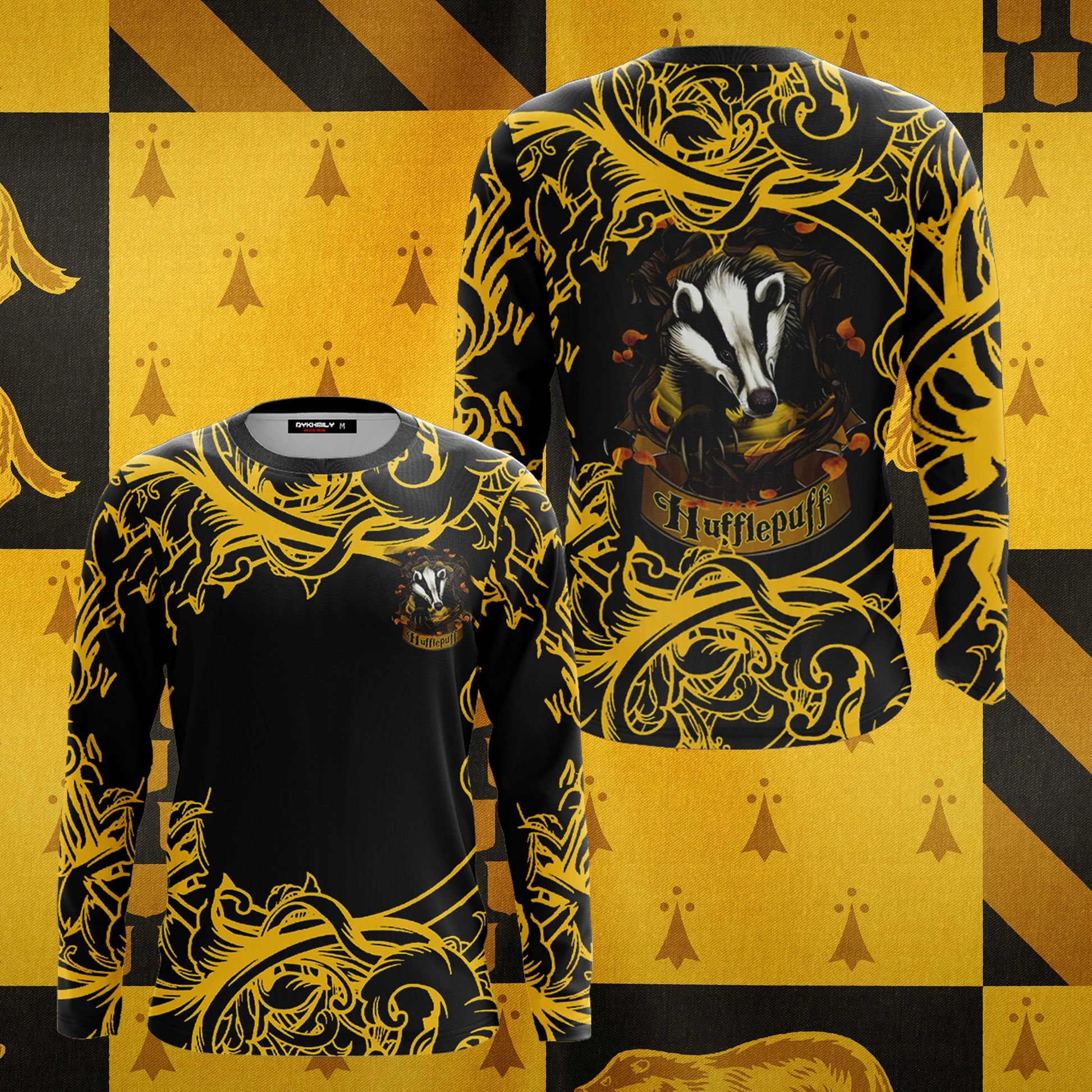 Hufflepuff Quidditch Team Est 1092 Harry Potter 3D Long Sleeve Shirt US/EU S (ASIAN L)  