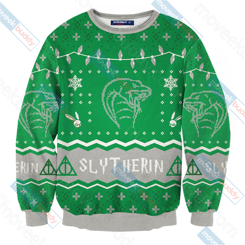 Harry Potter - Slytherin House Christmas Style Unisex 3D Sweater   
