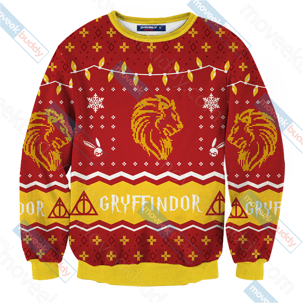 Harry Potter - Gryffindor House Christmas Style Unisex 3D Sweater   