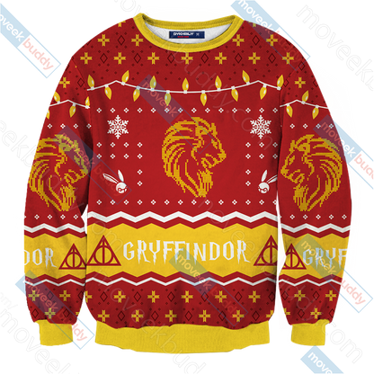 Harry Potter - Gryffindor House Christmas Style Unisex 3D Sweater   