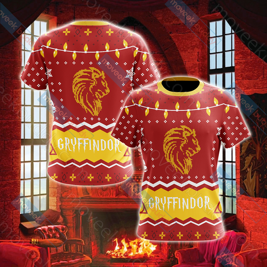 Harry Potter - Gryffindor House Christmas Style Unisex 3D T-shirt   