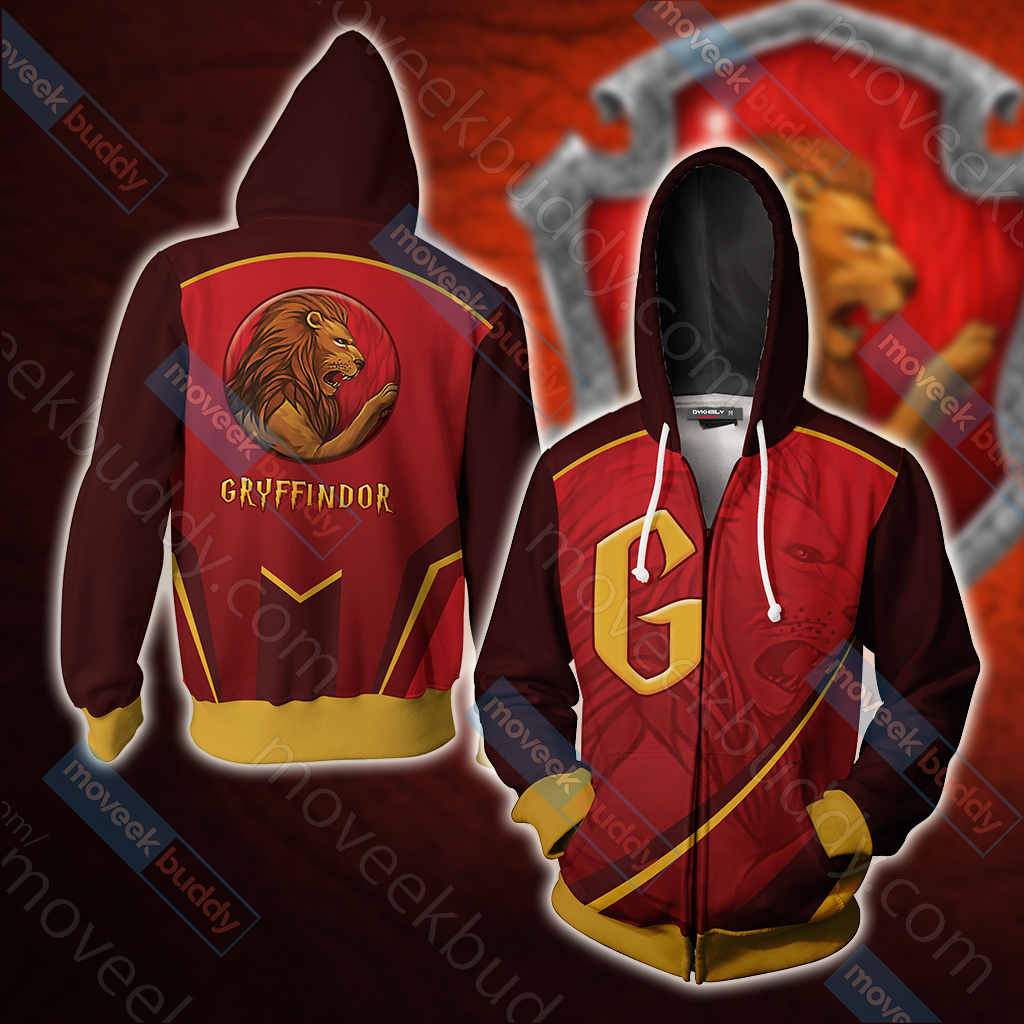Harry Potter - Gryffindor House Wacky Style Unisex 3D T-shirt Zip Hoodie XS 