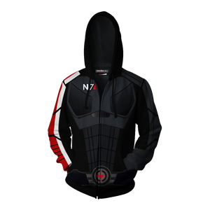Mass Effect N7 Armor Cosplay Zip Up Hoodie Jacket   