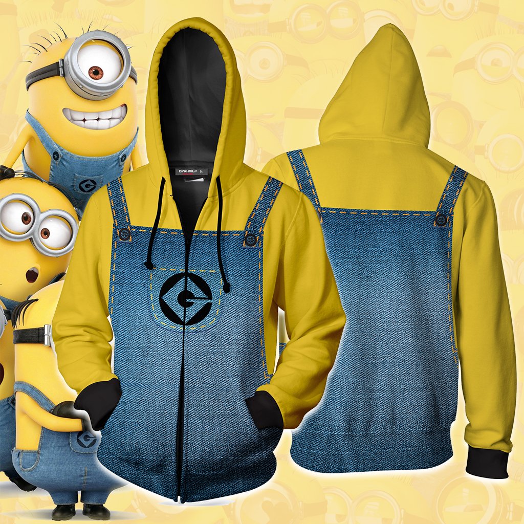 Minions Cosplay Zip Up Hoodie Jacket XS  