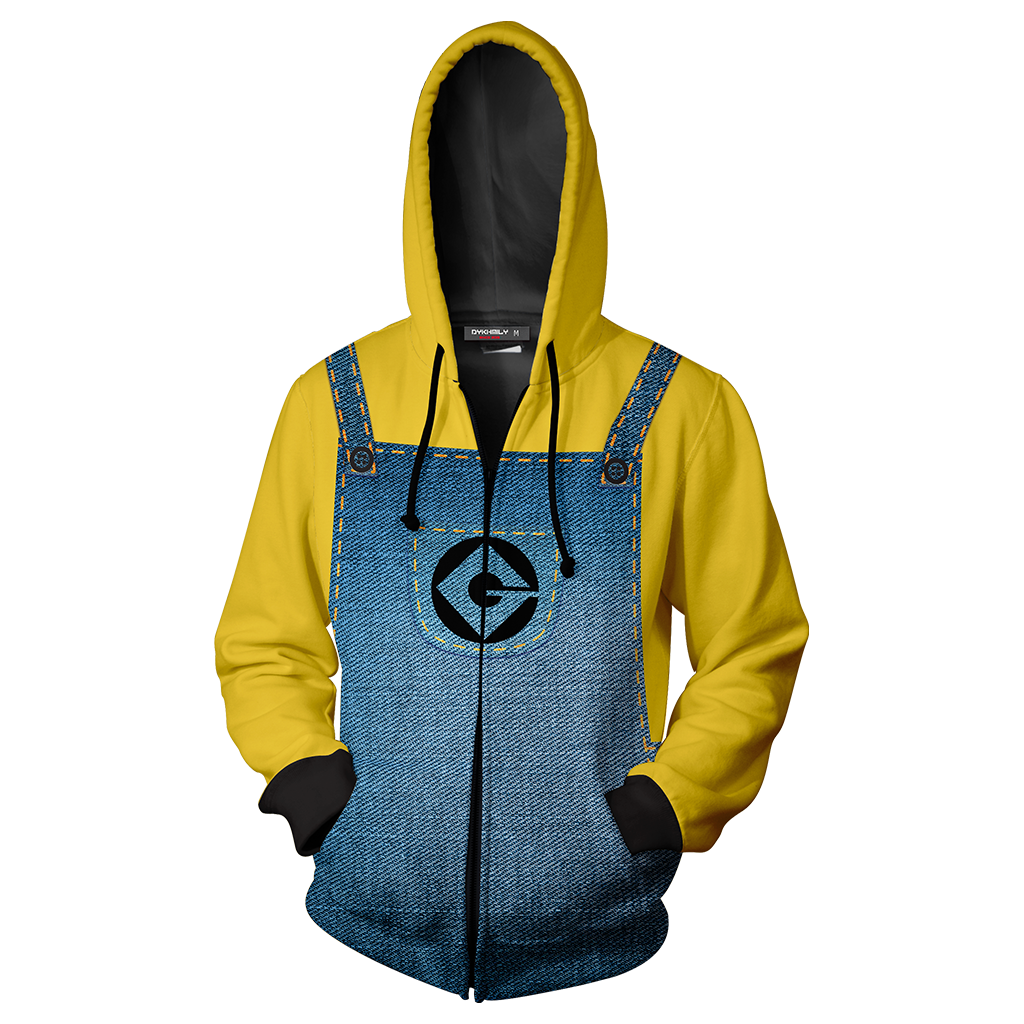 Minions Cosplay Zip Up Hoodie Jacket   