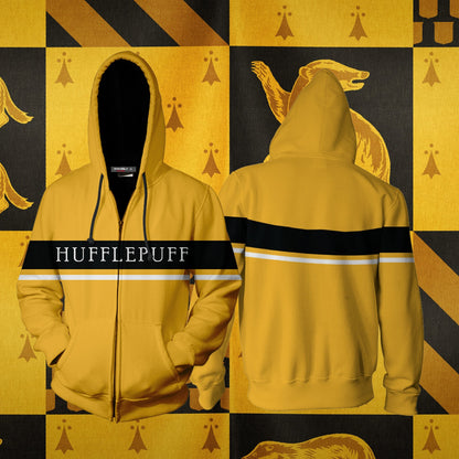 Hogwarts House Hufflepuff Harry Potter Unisex 3D T-shirt Zip Hoodie S
