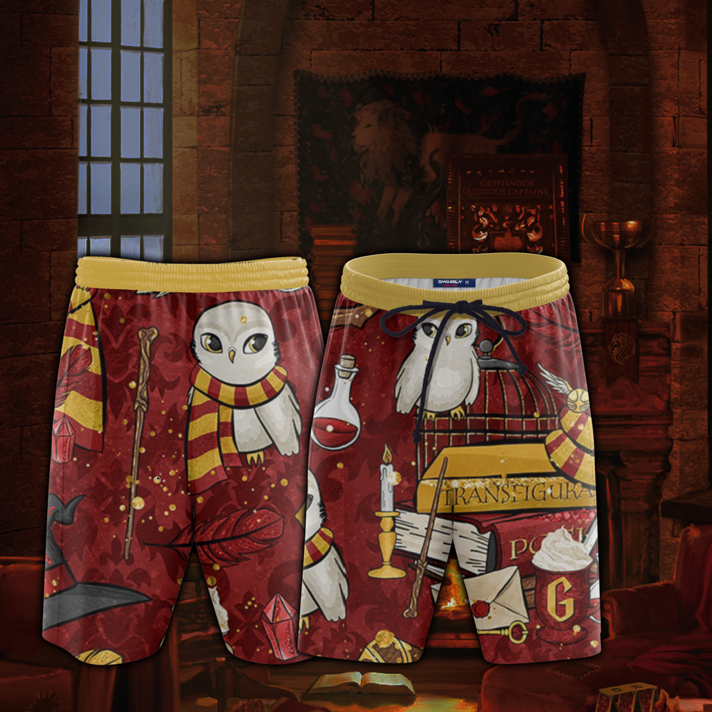 Hogwarts Gryffindor House Pattern Harry Potter Beach Short S  