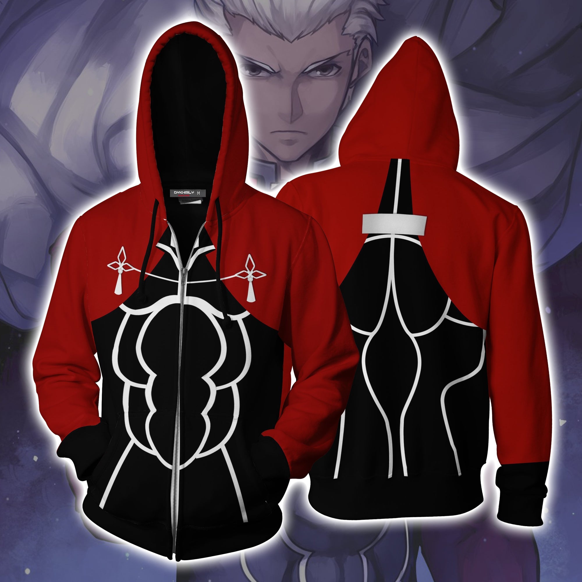 Fate/ Stay Night Archer Cosplay Zip Up Hoodie Jacket XS  