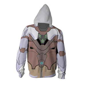 Overwatch Cosplay Genji Chrome Skin Zip Up Hoodie Jacket   