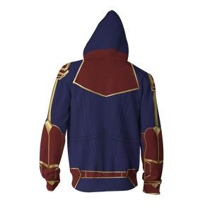 Captain Marvel Cosplay New Look Zip Up Hoodie Jacket   