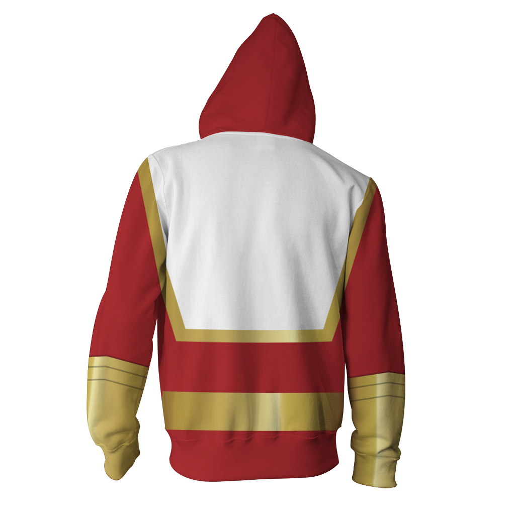 Shazam Cosplay Zip Up Hoodie Jacket   