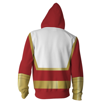 Shazam Cosplay Zip Up Hoodie Jacket   