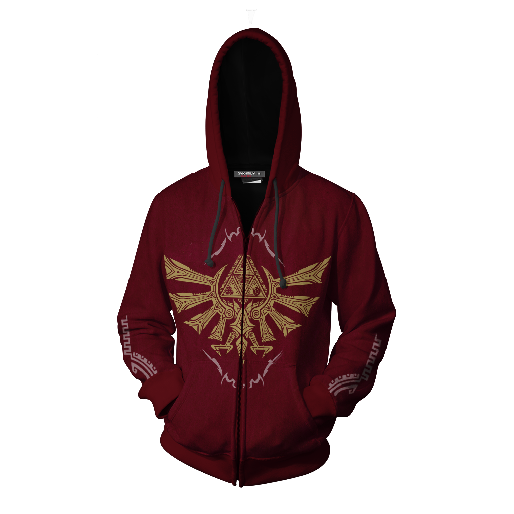 The Legend Of Zelda Wing Crest Zip Up Hoodie   