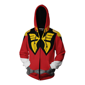Char Aznable Cosplay Gundam Zip Up Hoodie Jacket   