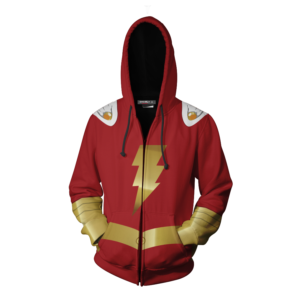 Shazam Cosplay Zip Up Hoodie Jacket   