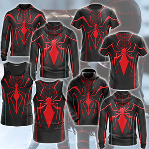 Spider-Man 2 Miles Morales T.R.A.C.K Black Suit Cosplay Video Game All Over Printed T-shirt Tank Top Zip Hoodie Pullover Hoodie Hawaiian Shirt Beach Shorts Joggers   
