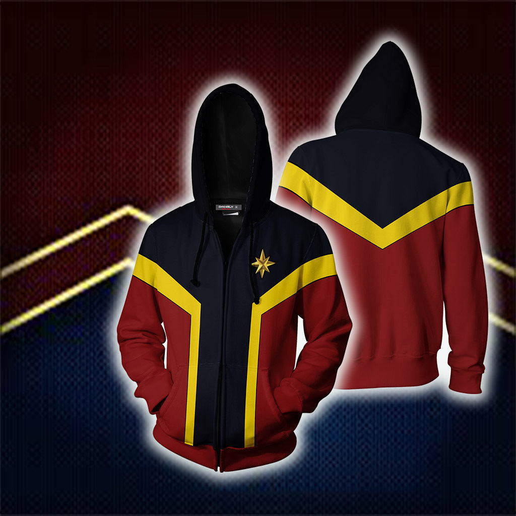 Captain Marvel New Version Zip Up Hoodie Jacket XS  