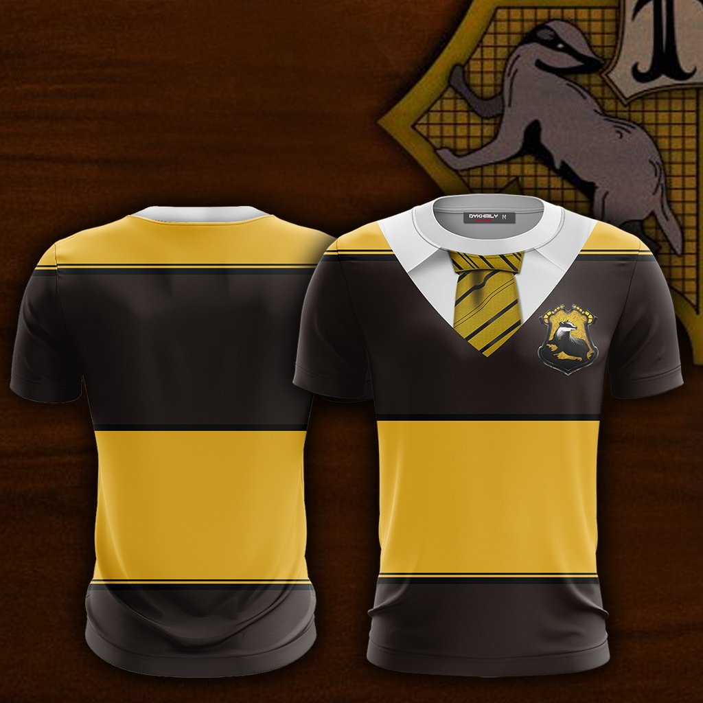 Striped Hufflepuff Harry Potter New Unisex 3D T-shirt   