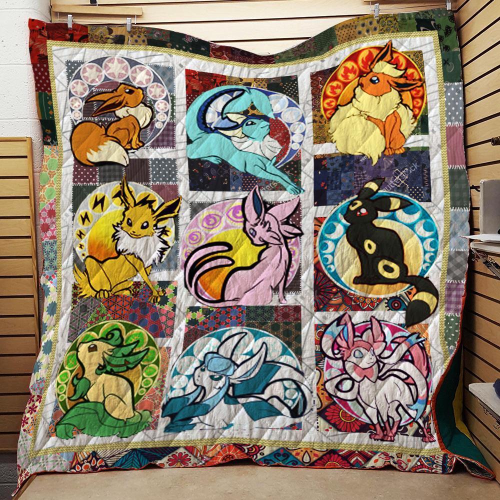 Pokemon Eevee Evolution 3D Quilt Blanket Twin (150x180CM)  