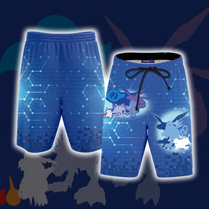 Digimon Gabumon Unisex 3D Beach Shorts S  