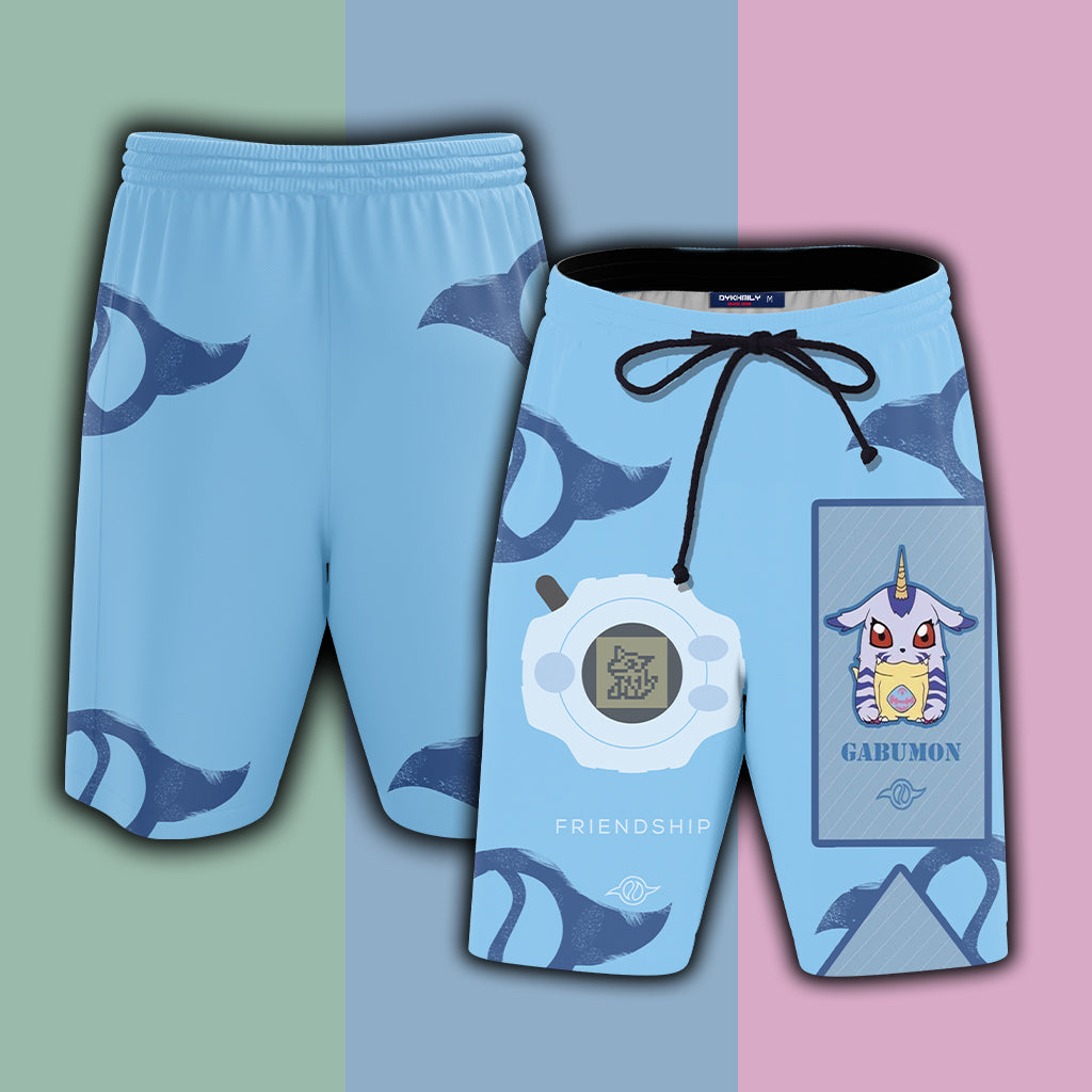 Digimon Gabumon The Crest Of Friendship Unisex 3D Beach Shorts S  