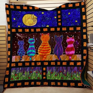 Cats In The Galaxy 3D Quilt Blanket   