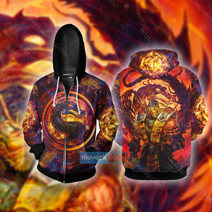 Mortal Kombat Scorpion Cosplay Unisex 3D T-shirt Zip Hoodie XS 