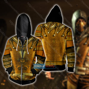 Mortal Kombat Scorpion Cosplay Zip Up Hoodie Jacket XS  