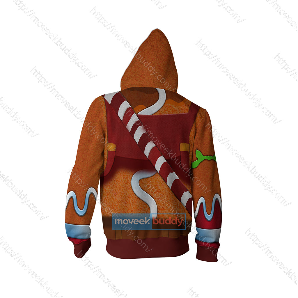 Fortnite Gingerbread Skin Cosplay Zip Up Hoodie Jacket MoveekBuddyShop