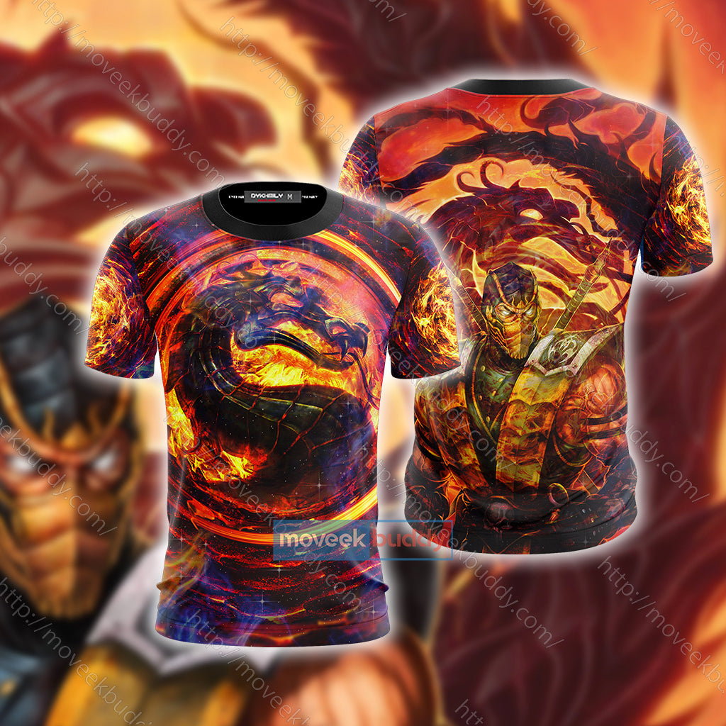 Mortal Kombat Scorpion Cosplay Unisex 3D T-shirt S  