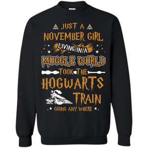 Harry Potter T-shirt Just A November Girl Living In A Muggle World Black S 