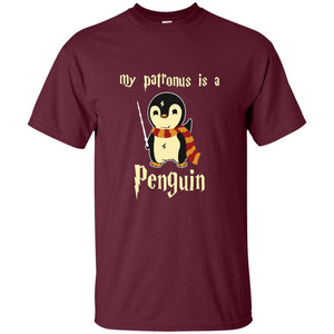 Penguin T-Shirt My Patronus Is A Penguin Hot 2017 T-Shirt Maroon S 