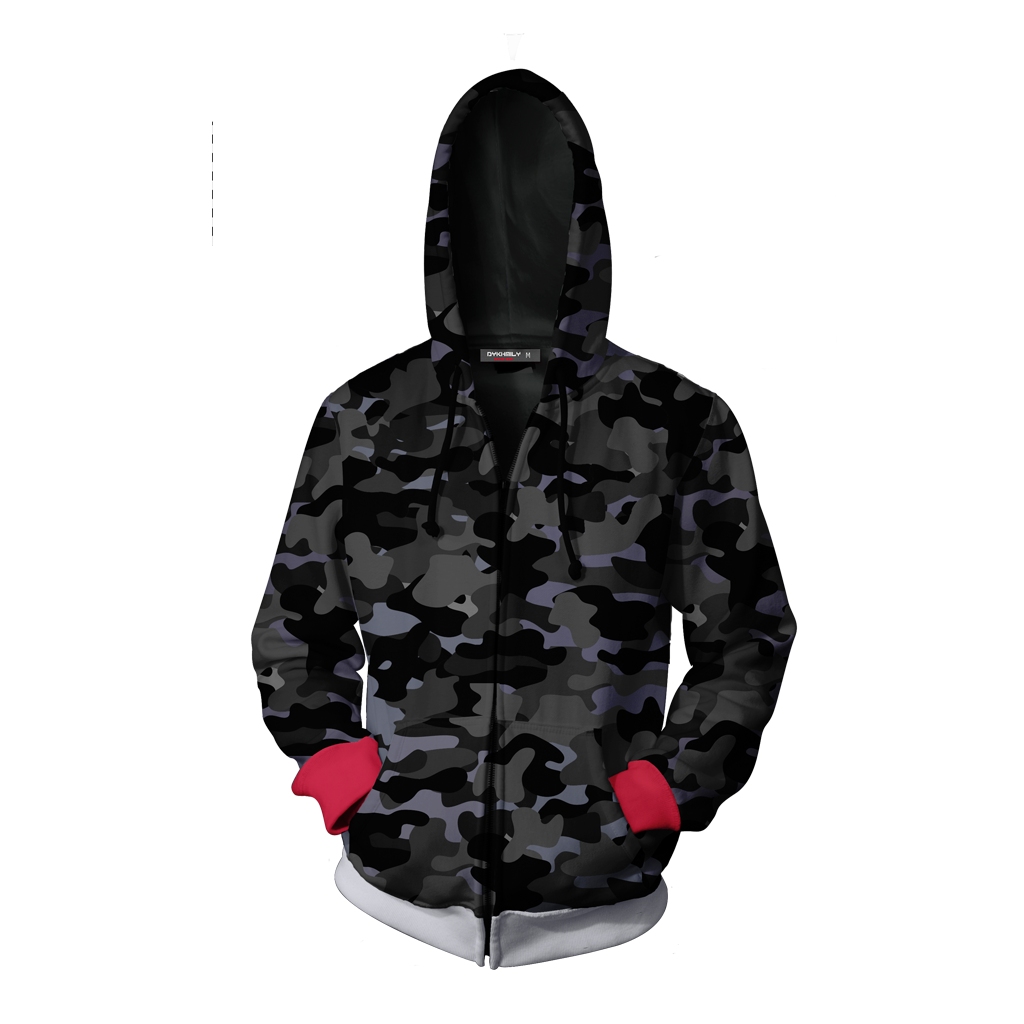 Camo Shark Zip Up Hoodie   
