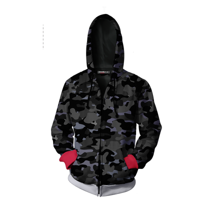 Camo Shark Zip Up Hoodie   