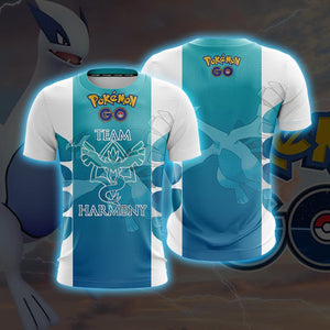Lugia Team Harmony Pokemon Go Unisex 3D T-shirt S  