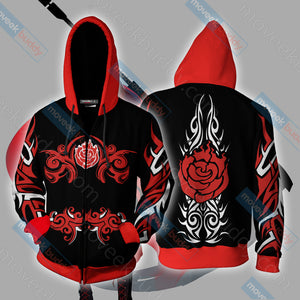 RWBY Ruby Rose Symbol Unisex 3D T-shirt Zip Hoodie XS 