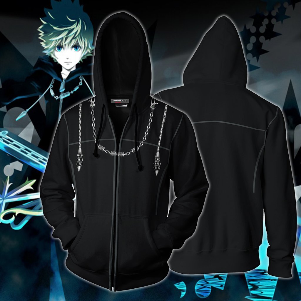 Kingdom Hearts III Roxas Cosplay Zip Up Hoodie Jacket XS  